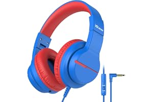 iClever HS19 Kids Headphones for School, Over-Ear for Toddler Boys Girls | SafeSound Tech, HD Mic Stereo Sound, Kids Headphones with Cord, FunShare Foldable 3.5mm Wired for iPad Computer Travel