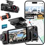 IIWEY N6 PRO STARVIS 2 4K 4-Channel Dash Cam, 360&deg; All-Around View (4K+1080Px3), Front Rear and Dual Inside Car Camera, 5GHz WiFi, GPS, 8-IR Lamps Night Vision, Free 128GB Card, 24/7 Parking Mode