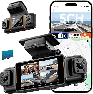 IIWEY N9 360&deg; 5 Channel Dash Cam, Free 128GB Card, 12 IR LEDs Night Vision | 5.8G WiFi-6 with App (up to 20MB/s), 24/7 Parking Mode, Front & Rear Inside, Left, Right Dash Camera for Car, GPS, G-Sensor