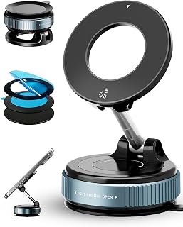IKG Magnetic Phone Holder for Car, Vacuum Suction Car Mount for iPhone