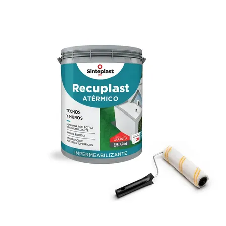 Impermeabilizante Recuplast At&eacute;rmico Para Techos Y Muros Sinteplast Blanco 20 Lts Mate