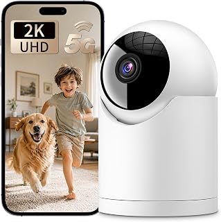 𝟐𝐊 Indoor Cameras for Home Security, for indoor Baby Pet Dog Cat Nanny | Auto tracking,5G&2.4G WiFi,Work with Alexa,AI Voice Output,Instant Alert,Night Vision,IP65