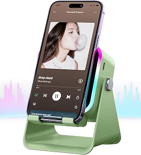 Induction Speaker 5-in-1 Wireless Bluetooth Audio for iPhone Android | No Pairing Needed, Adjustable Stand, RGB Light, Louder Sound, USB Wired Phone Charging, Cool Tech Gift for Men Women Teens
