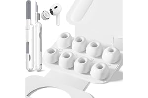 Inesore 4 Pairs Replacement Ear Tips for AirPods Pro 2nd/1st (White) | with Noise Reduction Hole & Built-in dust Guard Screen,Silicone,with Portable Storage Box & Cleaner Pen,4 Size (XS/S/M/L)