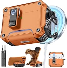 Inesore Compatible with AirPods Pro Case,Secure Lock & Phone Stand Design,Compatible with MagSafe,Automatic Snap Switch Secure Cover (Orange,for AirPods Pro 1st/2nd)