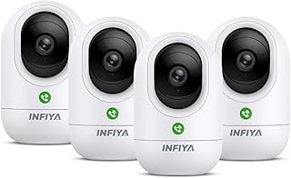 INFIYA 2K Indoor Camera-360&deg; Pan/Tilt Baby/Elderly/Pet Camera with One-Tap Call & 24/7 Local Storage, Cameras for Home Security Compatible with Alexa/Google Home, K7-4 Pack (2.4GHz Wi-Fi Only)