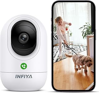 INFIYA 2K One-Tap Call Indoor Camera for Baby Elderly Pet Monitor, 1Pack | One-Tap Call, 2-Way Talk, Motion Detection & Alert, Local & Cloud Storage, Works with Alexa & Google Home, 2.4Ghz Only