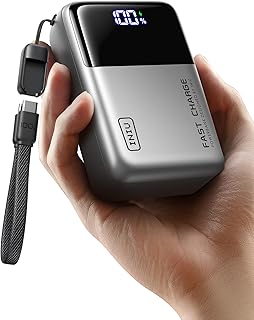 INIU 100W Fast Charging Power Bank, Smallest 25000mAh High Capacity Laptop Portable Charger, 3-Port Battery Phone Pack with Detachable USB C Cable for Switch, Gaming, Students, Metallic Silver