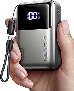 INIU 20000mAh Laptop Power Bank, Ultra Compact 65W PD Dual Fast Charging Portable Charger, Flight-Safe Battery Pack with USB C Cable for Steam Deck, Switch, Gaming, Students, Metallic Silver
