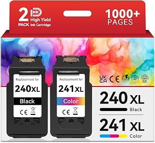 InkID PG-240XL CL-241XL Compatible for Canon 240XL 241XL Combo Pack PG-240XL/CL-241XL Work for Canon Pixma TR4720 TS3720 TS3522 TS3520 TS3722 TS3500 TR4722 TR4723 TR4700 TS3700 Printer(2 Pack)