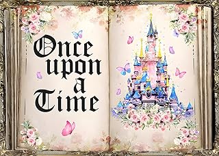 InMemory Once Upon a Time Backdrop Fairy Tale Books Background for Photography Floral Flower Ancient Castle Princess Wedding Birthday Baby Shower Party Decoration Banner 6x4ft