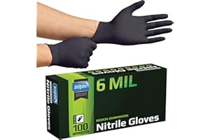 Inspire Black Nitrile Gloves HEAVY DUTY 6 Mil Nitrile Chemical Resistant Medical Cooking Cleaning Disposable Black Gloves