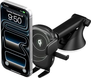 iOttie Easy One Touch Wireless 3 Dash & Windshield Car Mount, 15W Qi Fast Charging Phone Holder, One-Handed Auto Clamp, Adjustable Smartphone Mount for iPhone 17 Pro Max, iPhone 12-17, Samsung, Pixel