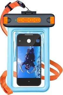IP68 Bluetooth Shutter Waterproof Phone Pouch Case,Floating,Green | Hands-Free Photo & Video Underwater Control.Large Waterproof Phone Case Universal Fit for 8.5" Phone(iPhone Samsung Google)