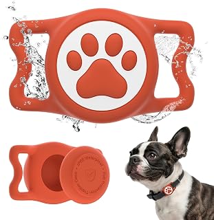 IP68 Waterproof Dog AirTag Holder for Dog Collar, Soft, Stretchy Silicone | Full-Body Protection, Easy Tool-Free Installation, Quiet, No-Dangle Fit, Lightweight, Fits Dog & Cat Collars of All Widths