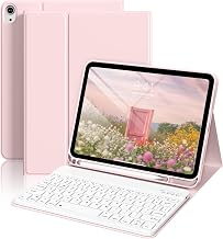 for iPad (A16) 11th/10th Generation Case with Keyboard 11/10.9 inch 2025/2022, Detachable Wireless Bluetooth Keyboard Case Thin & Light with Pencil Holder (Pink)