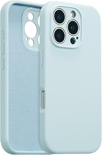 for iPhone 16 Pro Max Case Silicone,with [Full Camera Protection][Soft Anti-Scratch Microfiber Lining],Liquid Silicone Ultra Slim Shockproof Phone Case for Men Women Girls-Baby Blue