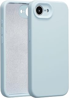 for iPhone 16E/iPhone 17E Case Silicone,with [Full Camera Protection][Soft Anti-Scratch Microfiber Lining],Liquid Silicone Ultra Slim Shockproof Phone Case for Men Women Girls-Baby Blue