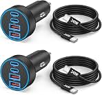iPhone 17 16 15 Car Charger Fast Charging, 90W 4Port USB C Fast Car Charger