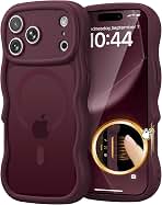 for iPhone 17 Pro/18 Pro Case for Magsafe Wavy Frame, Burgundy