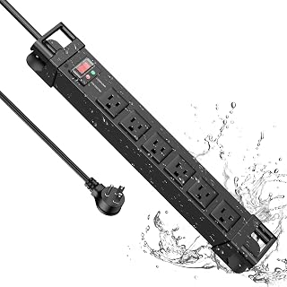 IPX6 Outdoor Power Strip Weatherproof,Metal Waterproof Surge Protector with 6 Outlets,Waterproof Extension Cord 10FT with Wall Mountable for Camping,Garden & Home ETL Listed