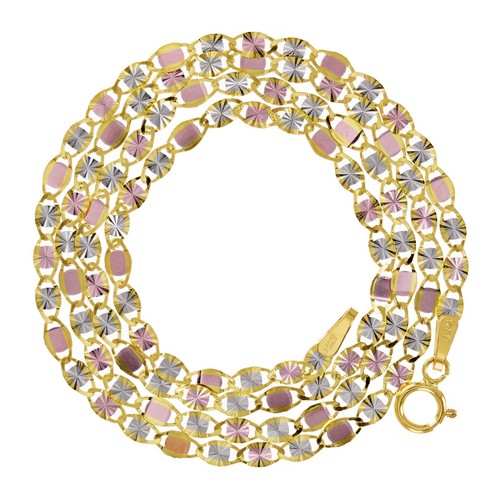 Italian 14k Tri-Color Gold Diamond Cut Valentino Chain Necklace 18" 2.6mm 2.3g