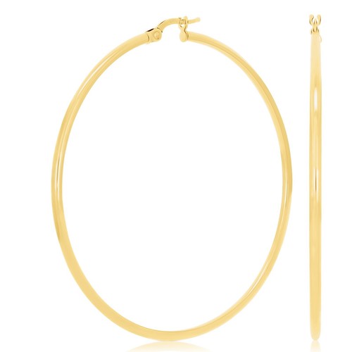 Italian 14k Yellow Gold High Polish 2mm 2" Diameter Round Hoop Earrings 2.8grams