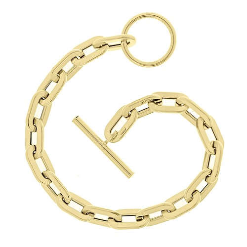 Italian 14k Yellow Gold Hollow Paper Clip Link Chain Bracelet 8" 7.3mm 8.2 grams