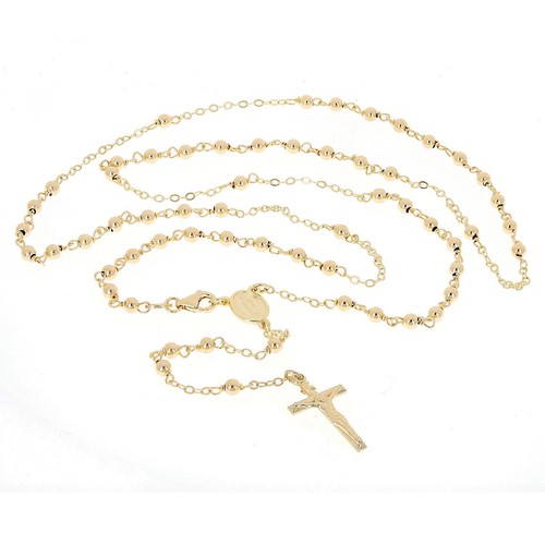 Italian 14k Yellow Gold Miraculous Medal Rosary Chain Necklace 24" 4mm 8.7 grams