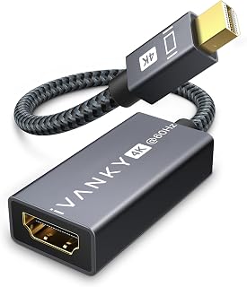 IVANKY 4K Active Mini DisplayPort to HDMI Adapter, 4K@60Hz, Thunderbolt 1&2 to HDMI Super Slim, Mini DP to HDMI Adapter for MacBook Air/Pro, Surface Pro/Dock/Book Monitor, Projector- Grey