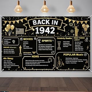IVN Back in 1942 Backdrop Banner 71x43 Inch Vintage Year Birthday Party Decorations Photography Background Photo Booth Props for Men Women