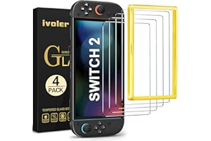 ivoler 4-Pack Tempered Glass Screen Protector Designed for Nintendo Switch 2 2025 with [Alignment Frame] Transparent HD Clear[Updated Version] Screen Protector for Switch 2 7.9''