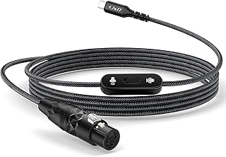 J&D USB C to XLR Microphone Cable, 2 in 1 Audio Cord with Switch Button, Supports Audio Recording and Playback, Compatible with iPhone 15 Series, XLR Female Connector, 6.6 feet