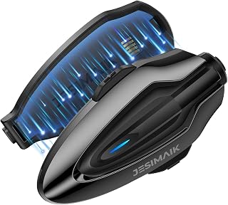 JESIMAIK Motorcycle Helmet Bluetooth Headset, 10-Rider Mesh Helmet Communication System, Anti-Theft Magnet Mount, 23H Battery Life, Glove-Friendly Anti-mistouch Intercom, Music Sharing, Black(1 Pack)