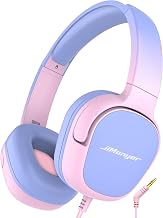 Jimonyer Kids Headphones with Safe Volume Limited for School (PinkGradient) | 3.5mm Wired, Foldable, Stereo Sound On-Ear Headset for iPad Computer Boys Girls