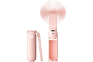 JISULIFE 3 IN 1 Handheld Mini Fan - Portable Fan & Power Bank & Flashlight, 19H Max Cooling, USB Rechargeable, Pocket-Sized for Travel, Cruise, Concerts, Makeup, 2026 Summer Gifts for Women(Pink)