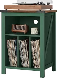 Joaxswe Record Player Stand with Vinyl Record Storage,Green