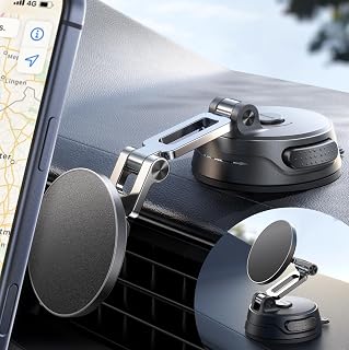 JOYROOM Car Phone Holder, [Tri-Fold] MagSafe Car Mount for Car, [Suction Pro+Gel Base] 360&deg; Rotation Car Phone Mount for iPhone 17 16 15 14 13 12 and Other Series, MSV3
