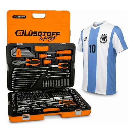 Juego Caja De Herramientas Lusqtoff 150pz Tubos Llaves Shl15 Naranja