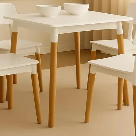 Juego De Comedor Mesa Eames 70x70 + 4 Sillas Milan Baires4 Color Sillas Blancas + Mesa Blanca