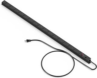 JUNNUJ Heavy Duty 20 Amp Power Strip,Wide Spaced Garage Industrial Heavy Duty Power Strip, Heavy Duty Power Strips Surge Protection 4800J with Circuit Breaker,5-15P Adapter High Amp 6-20R T-Slot