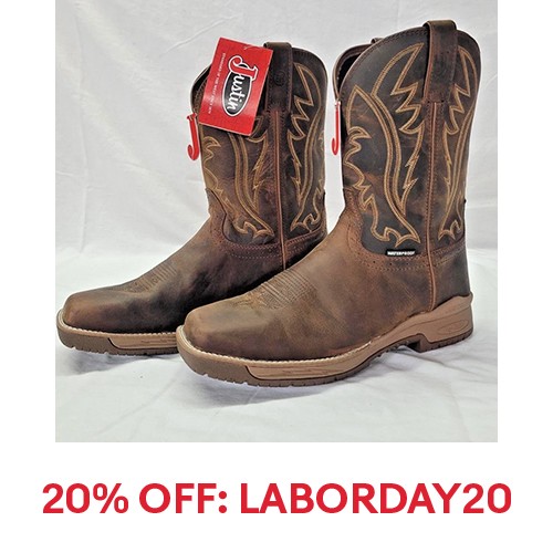 JUSTIN NITREAD TAUPE COWHIDE BOOTS CR3211 11" Men's Waterproof Square toe - NEW