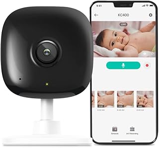 Kasa 2K+ Indoor Wired Security Camera - Works as a Baby Monitor & Pet Camera, Person/Motion/Baby Cry Detection, 2-Way Audio, Night Vision, Subscription-Free Local Storage or Optional Cloud, KC400