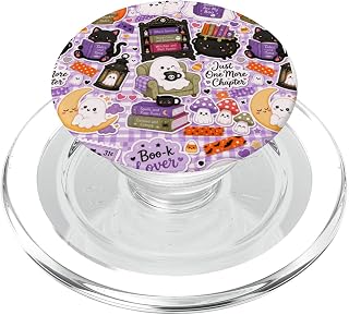 Kawaii Halloween Ghost Cute Spooky Book Lover Boo Season PopSockets PopGrip for MagSafe