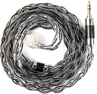 KBEAR Obsidian Black IEMs Cable, Graphene and 6N OCC Hybrid Conductor Earphone Upgraded Cable, Hi-Resolution HiFi Headphone Wire, 4 Strand 196-Core, 21AWG Braide Wire, 3.94ft/120cm (Black, QDC 3.5MM)