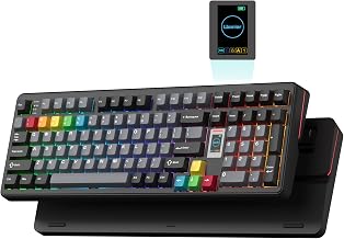 Keymatic WK98 Mechanical Keyboard, Creamy Gaming Keyboard with Screen&Knob | 98% Layout, 3-Mode Connectivity, Multimedia Screen, RGB Backlit, Cherry Profile Keycaps, Win/Mac Compatible