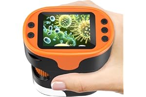 Kids Digital Microscope STEM Toy: Complete Science Gift Kit for Ages 4-12 | 32GB Card for Photos & Video / Custom EVA Case / Real Glass Slides / Upgraded Slide Slot / Rechargeable / 1000X / 4K Screen