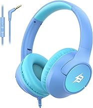 Kids Headphones Wired for School, 85/94dB Volume Limit, Wired Over Ear Headphones for Kids Boys Girls with Microphone, Stereo Sound 3.5mm Cord for Kindle Tablet Airplane Travel, Gradient Light Blue
