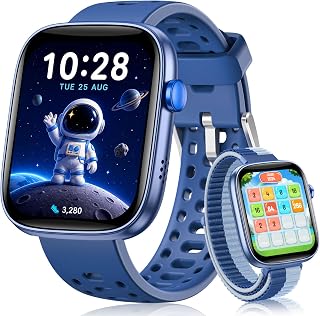 Kids Smart Watch No Phone Needed, 1.83" Smart Watch Fitness Trackers (Blue) | Heart Rate/Sleep Monitor/IP68 Waterproof/Step Counter/Puzzle Games/Pedometer/Music for Boys Girls Teens 5-16