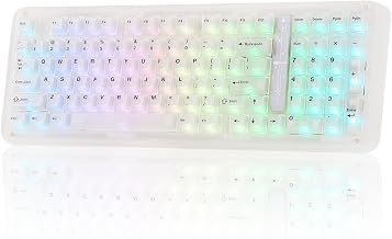 KiiBoom Phantom98 Lite 96% Wireless Mechanical Gaming Keyboard, VIA Programmable, Creamy Keyboard with Gasket, 8000mAh Battery, Hot Swap, RGB Backlits, NKRO for Win/Mac (Clear, Mochi Switch)